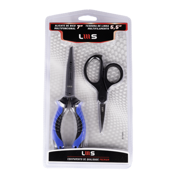 KIT DE ALICATE DE BICO MULTIFUNCIONAL 7″ E TESOURA DE LINHA MULTIFILAMENTO 5,5